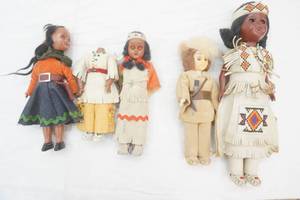 Vintage 50s60s Native American-Themed Costume Dolls (5ct) celluloid plastic