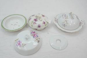 AntiqueVintage Porcelain Covered ButterCheese Dishes