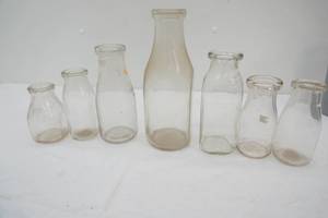 Vintage Clear Glass Milk Bottles