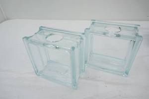 (2ct) Clear Glass Blocks (with holes to decorate)
