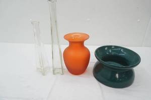 Clear Glass Vases, Orange Frosted Glass Vase, Hunter Green Ceramic Vase