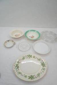 Vintage Porcelain & Clear Glass Serving Plates and Bowls