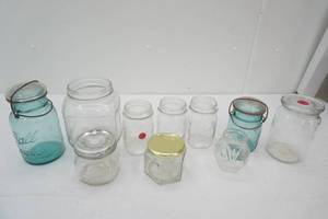 Vintage Clear Glass Jars, Canning and Other