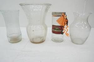Vintage Clear Glass Vases & Jar