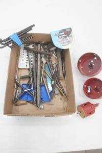 Hardware Lot hole cutting bits, allen wrenches, drill bits, screwdrivers