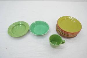Bobby Flay Plancha Pattern Stoneware Dessert Plates, vintage green ceramic dinnerware