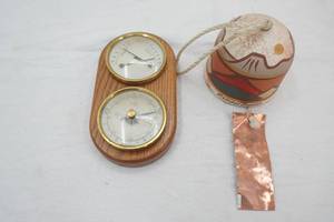 Carlsbad Caverns Southwestern Terracotta Bell & Vintage Thermostat, Barometer, Hydro Gauge