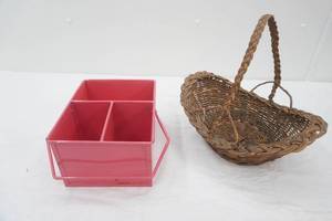 Metal Organizing Bucket, Wicker Basket