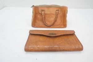 Vintage Tooled Leather Purse and Hand Bag