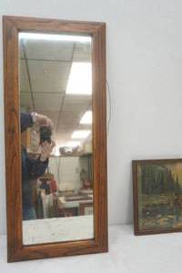 Antique Mirror. Wooden Frame 23x 12