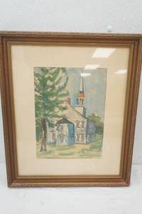 16.5x19.5 Vintage Framed Watercolor Painting