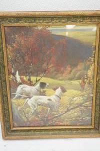 Framed Vintage Art Print 10x12 Bird Dogs