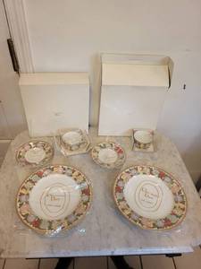 Christian Dior Fine China Christmas Dinnerware - Plates, Teacups & Saucers set of 2