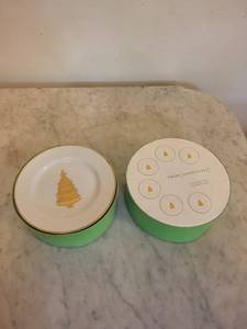 Fields Marketplace 6 Golden Tree Canape Plates - Holiday Tableware