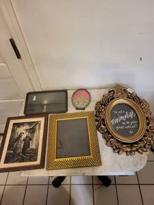 Assorted Vintage Picture Frames - Ornate Oval Frame & Beveled Wood Frames