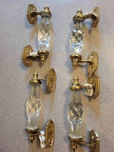 Crystal Cabinet Pulls (Set of 4) - Faceted Glass Drawer Pulls with Brass Mounts