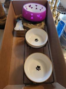 Yorkie Paw Print Stone Plaque - Assorted Dog Bowls (Lot of 4)