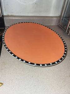 Decorative Round Platter with Black Dot Rim - Ceramic Cat Figurine (Lot of 2)