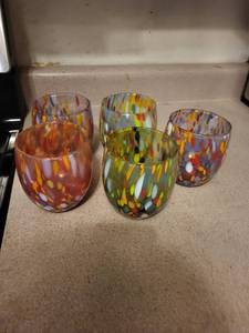 Muano Stemless Wine Glasses - Multicolor Speckled Pattern