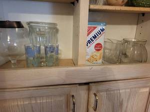Clear Glass Apothecary Jar with Lid - Etched Tumblers & Nabisco Premium Saltine Crackers Tin
