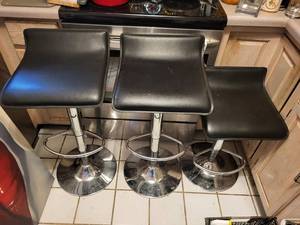 Vinyl Bar Stools with Chrome Pedestal Bases (Lot of 3)
