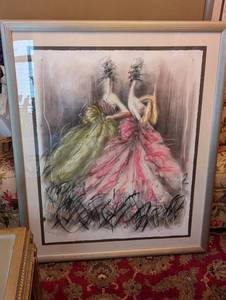Framed Art Print - Two Women in Formal Gowns (Impressionistic Style)