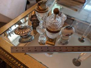 Crystal Cut Glass Decanter Set with Silver-Tone Lids