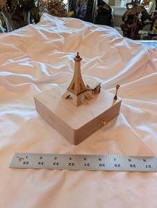 Paris Eiffel Tower Wooden Miniature Diorama on Display Base