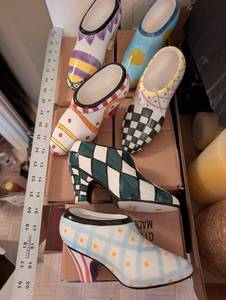 Decorative Painted Ceramic Clogs - Hand Painted Dutch Shoes (Lot of 6)