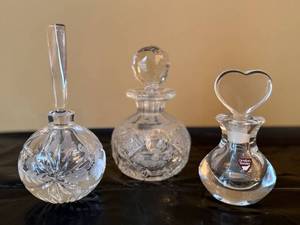 Orrefors Crystal Perfume Bottles Lot of 3 Heart Stopper Cut Glass