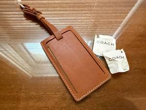 Coach Leather Luggage Tag Tan Cognac Travel Bag ID Holder Good