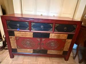 Pier 1 Imports Alston TV Stand Buffet Sideboard Cabinet Red Black