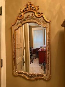 Vintage Venetian Style Gilt Floral Crackle Wall Mirror 25x49