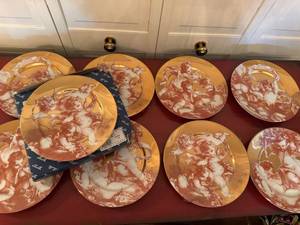 Fitz and Floyd Cherubini II Salad Accent Plates Set of 9 Japan