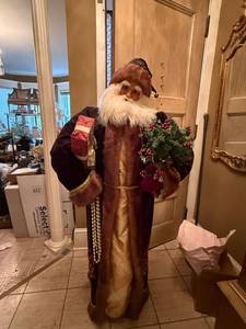 Large 5 Standing Santa Claus Figure Christmas Decor Faux Fur Robe
