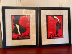 Framed French Advertising Style Prints Set of 2 Black Frames Wall Art