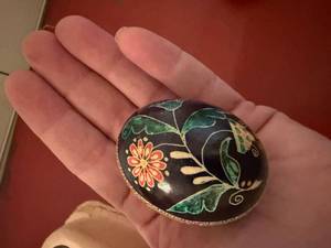 Hand Decorated Pysanky Style Decorative Eggs Folk Art 2 Pc Lot