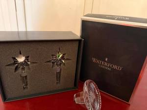 Waterford Crystal Bottle Stoppers Pair in Box Star Cut Barware