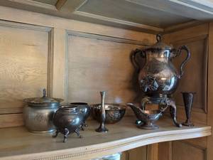 Vintage Silverplate Hollowware Group Tea Urn Vase Bowls 8 Pcs