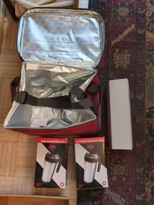 LocknLock Cooler Bag Set w 2 Thermos Nissan 14oz Mugs & Mega Movers