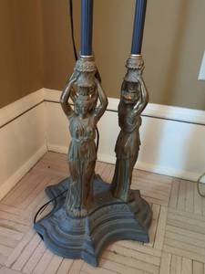 Neoclassical Figural Caryatid Floor Lamp 3 Maiden Base With Shade