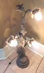 After Moreau Art Nouveau Figural Floor Lamp 3-Light Bronze Tone 39in