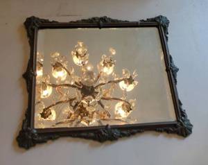 Vintage Ornate Wall Mirror Dark Bronze Tone Frame 15x17 Very Good