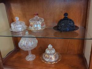 Vintage Covered Glass Butter Dishes & Candy Compote Lot of 5