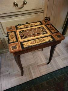 Inlaid Wood Lift-Top Side Table With Storage