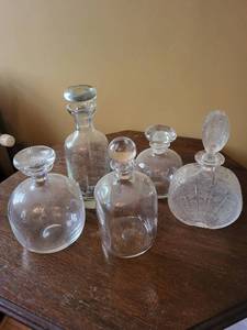 Set of 5 Crystal Decanters With Stoppers