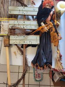 Halloween Witch Decor Mixed Lot With Garden Broom