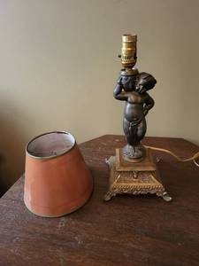 Ornate Cherub Table Lamp With Shade