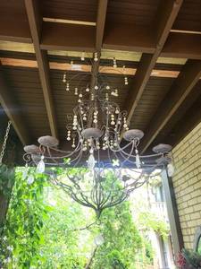 Ornate Iron Crystal Chandelier