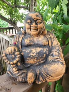 Laughing Buddha Statue Black and Gold Finish